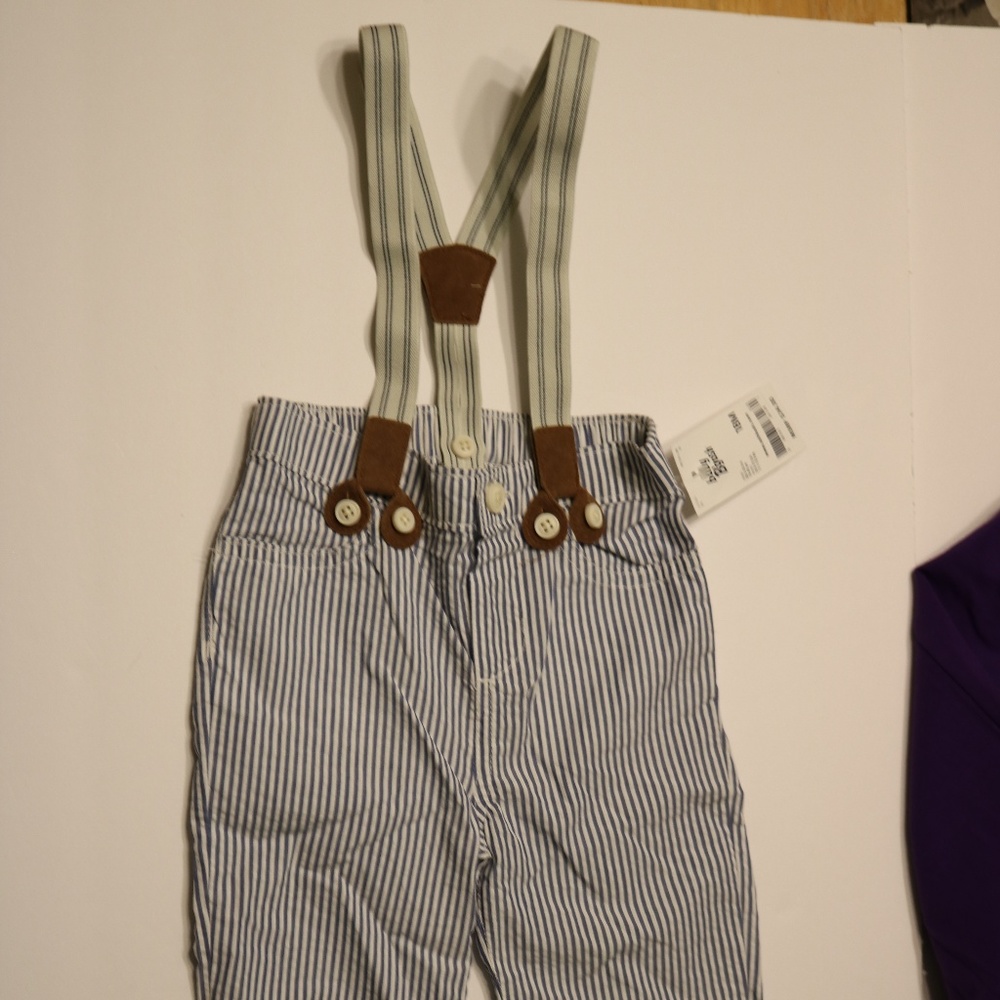 Seersucker pants with suspenders
